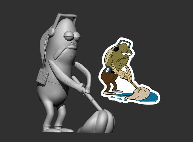 SpongeBob Mopping Fish
