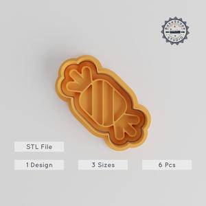 Candy Shape Cutter & Stamp Bundle, Sweet Treat Design, Perfect for Cookies & Fondant, 6-Piece Set, Sizes S/M/L PRODUCT_4828