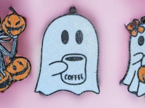 coffee ghost halloween keyring