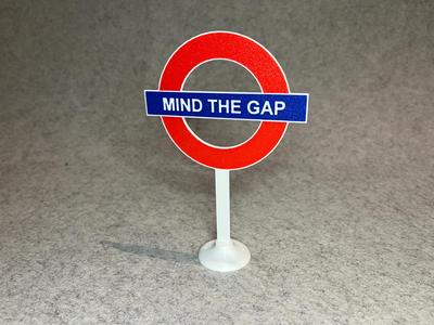 Mind the gap London Underground sign stand