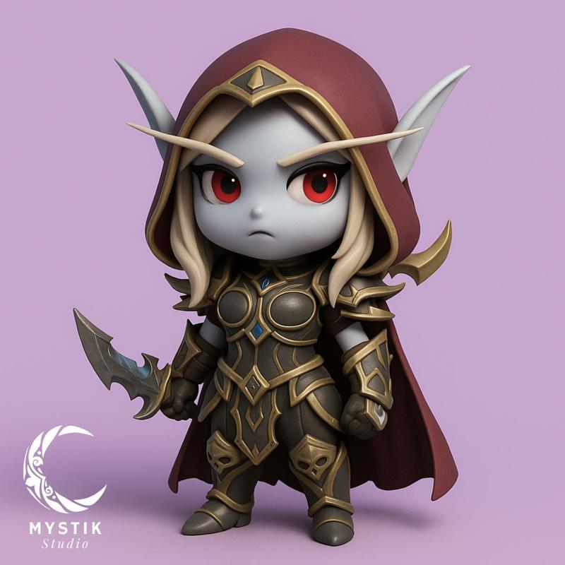 Sylvanas Windrunner chibi 3D style – Banshee Queen of the Horde- Warcraft