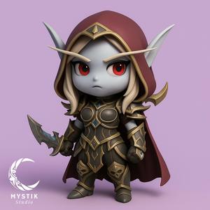 Sylvanas Windrunner chibi 3D style – Banshee Queen of the Horde- Warcraft