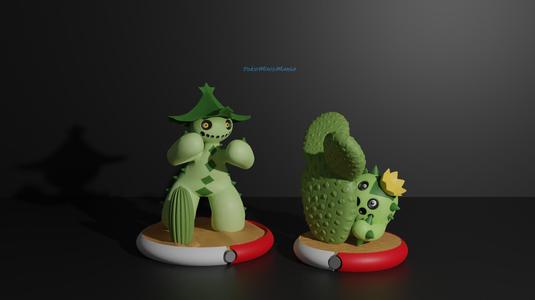 Cacnea and Cacturne pokemon 3D print model