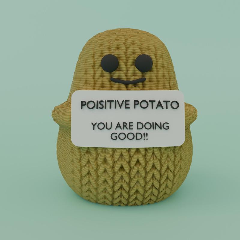 Knitted wool Positive potato 3D print