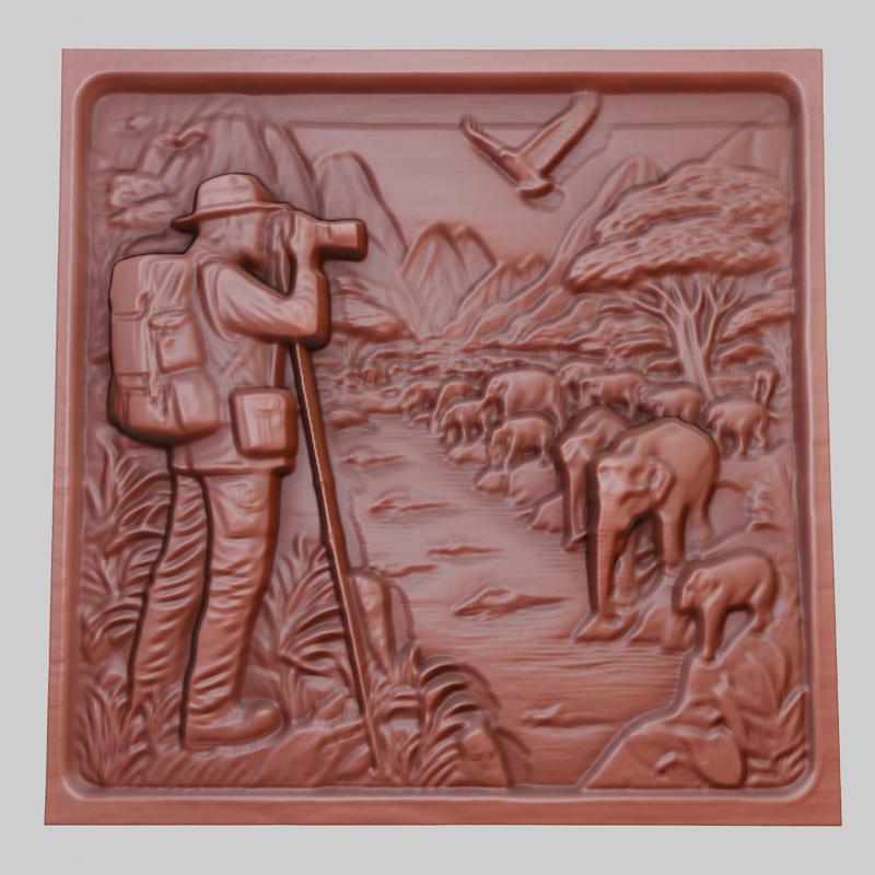 Conservationists watching animals in a natural habitat 3d printer model animal model obj stl