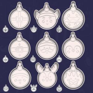 Christmas | New Year cookie cutters - christmas ball's set / bundle - 9 pieces