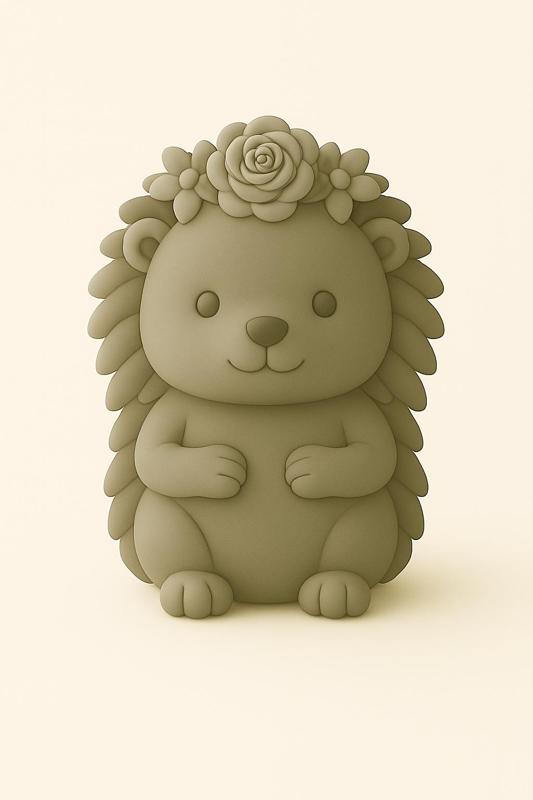 Cute Hedgehog with Flower Crown – 3D Printable STL Model