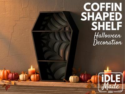 Gothic Coffin Shelf with Spiderweb Back Panel