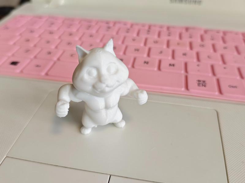 Muscular Cat With Supports Slow Removal  Freely Scalable Printable Children's Toy Figurine Model Print-in-Place