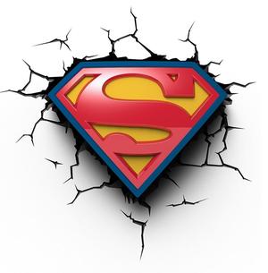 LOGO SUPERMAN LOGO AVEC FOND JAUNE, BLEU & NOIR