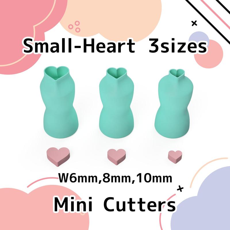 Small Heart＊ 3 Polymer Mini Clay Cutters＊Cookie Cutters＊Sugar Craft＊3 Sizes＊w6mm, 8mm, 10mm