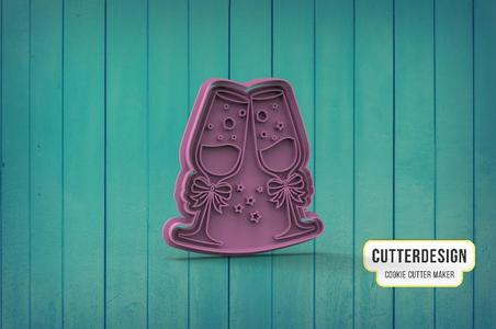 Champagne Glasses Cookie Cutter M2