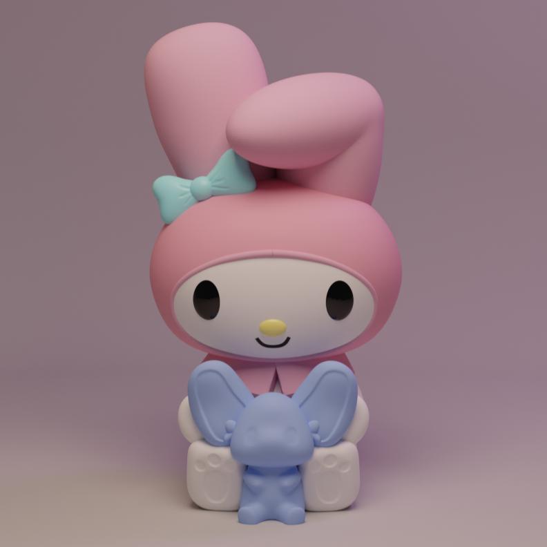 MY MELODY-HELLO KITTY-FIGURE AND KEYCHAIN (FIGURA Y LLAVERO)