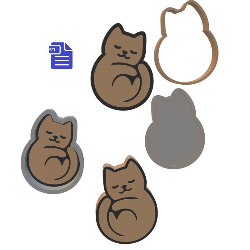 1pc & 3pc Sleepy Cat Bath Bomb Mold