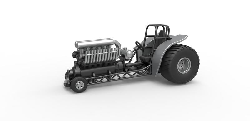Diecast Mini Rod pulling tractor with V12 engine Scale 1 to 25