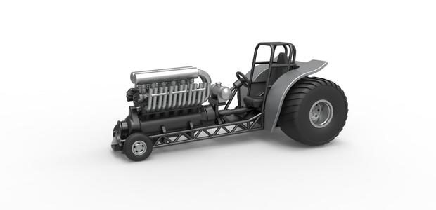 Diecast Mini Rod pulling tractor with V12 engine Scale 1 to 25
