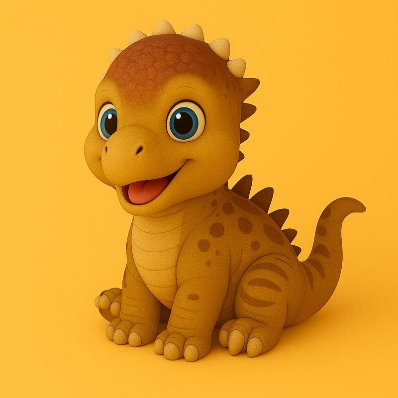 Cute Pachycephalosaurus Baby Dinosaur 3D Print Model – Cartoon Style STL