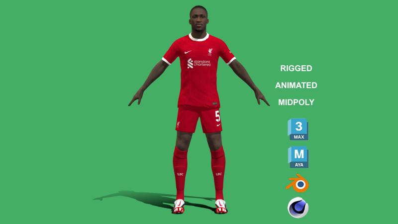 3D Rigged Ibrahima Konate Liverpool 2024