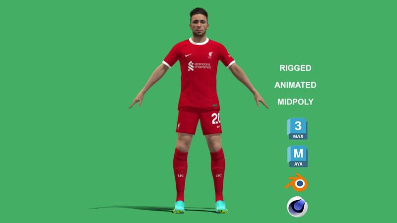 3D Rigged Diogo Jota Liverpool 2024