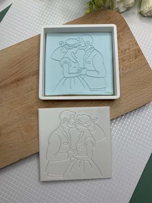 Bride and Groom Fondant Reverse Embosser + Cutter