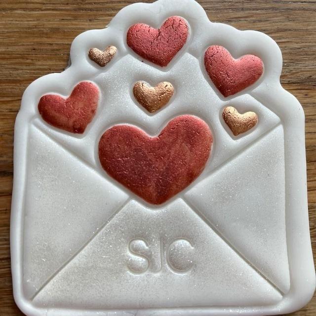 Heart Envelope Cookie, FONDANT, CLAY Cutter with Stamp