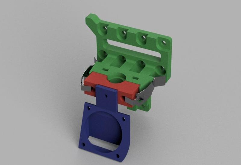 Minimal Mass Geeetech I3 X-Carrier for E3D Bowden Extruder with Fan Mount v2.0