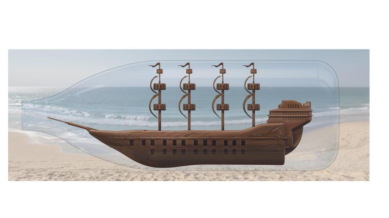 Royal War Boat in Bottle