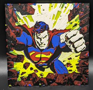 Superman Breaking Through Brick Wall - Hueforge Wall Art