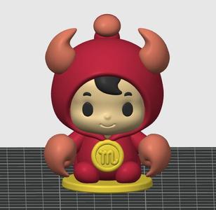 Chibi Scorpio Zodiac – Blind-Box Style Figurine | Cute Kawaii 3D Print STL + 3MF (FDM & Resin) | Easy Print, Scalable