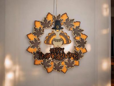 Happy Thanksgiving Wreath - Turkey Decoration