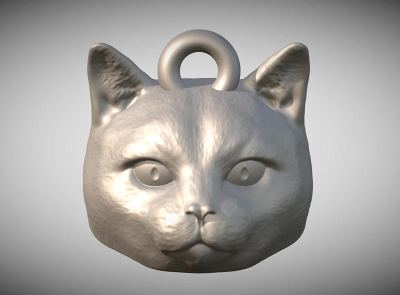 Domestic Shorthair Cat dog head key ring for 3D printing