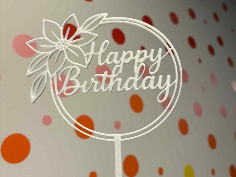 Floral Happy birthday cake topper