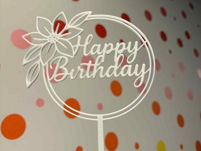 Floral Happy birthday cake topper