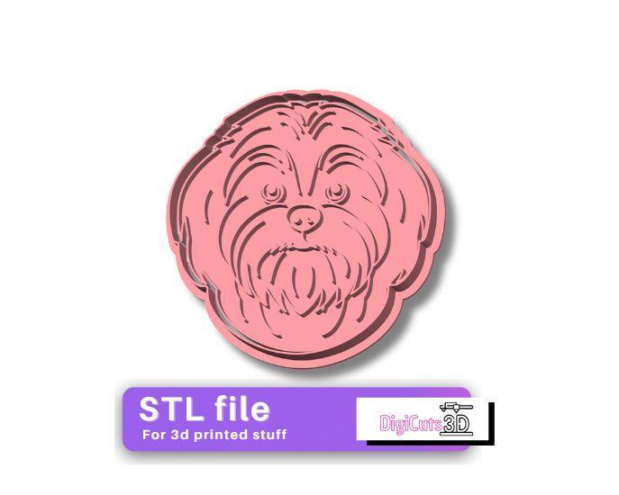 Yorkshire dog Face Cookie Cutter STL FILE  - pets theme cookie cutters