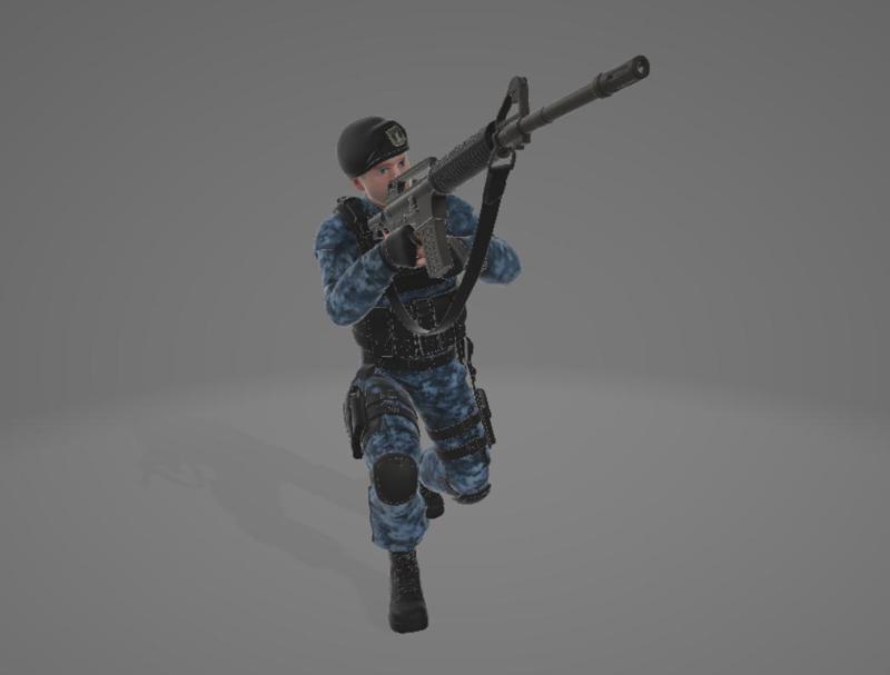 Naval Infantry Soldier in Combat Stance 3D Model
