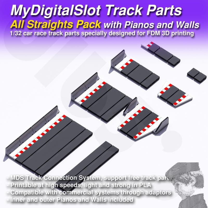 MyDigitalSlot All Straights Pack, 3D printed DIY track parts for your 1/32 Slot Car Racing Game