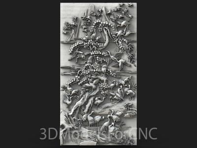 3D Model STL File for CNC Router Laser & 3D Printer Herd of Cranes