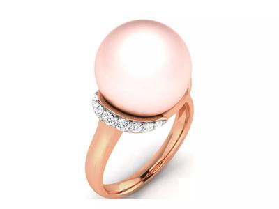 Women Pearl Ring 3dm render details