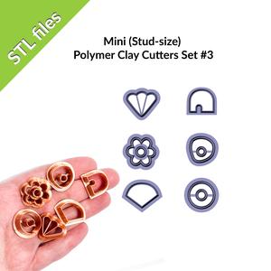 Mini Polymer Clay Cutters, six shapes 0.6" (15mm) perfect for studs, donut, flower, shell, Set #3
