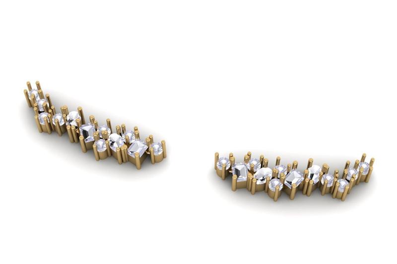 Pear and Emerald Cut Diamond Earring E 18