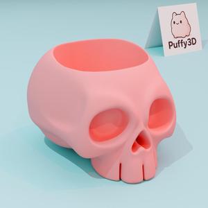 Puffy Skull Planter - Cute Halloween Pot