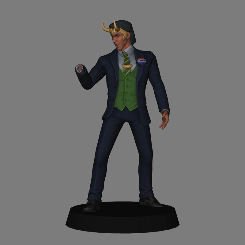 Loki President With one hand low poly 3d print
