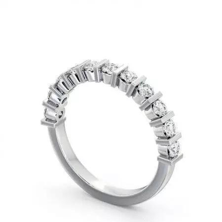 stl file gold half eternity ring with round brilliant cut dia...