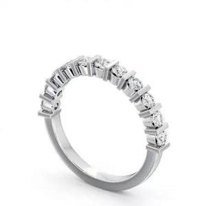 stl file gold half eternity ring with round brilliant cut dia...