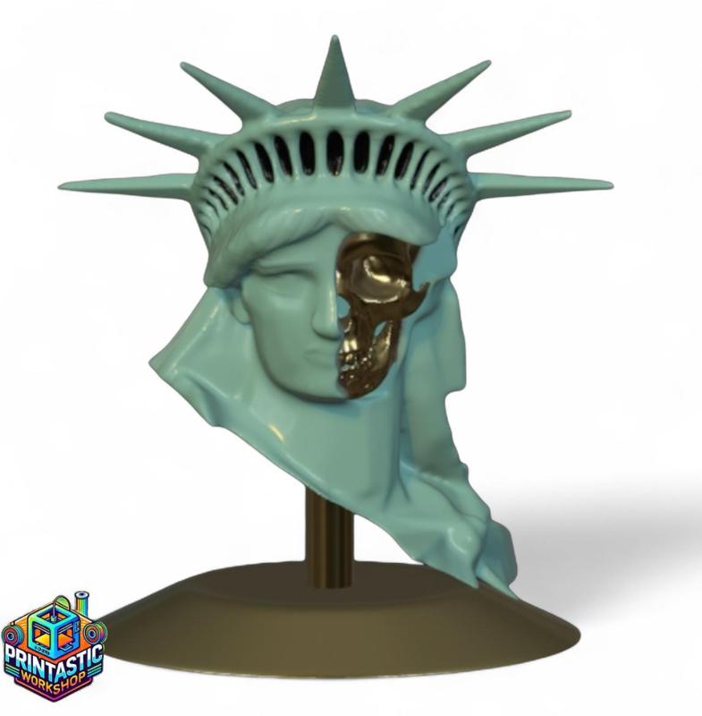 Statue of Liberty Skull Bust – Dark Decorative Remix
