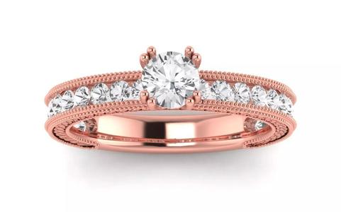 Women Engagement Round Stone Ring 3dm STL OBJ Renders Details