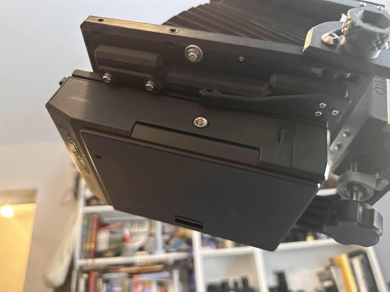 Graflock-ish sliding tabs for 4x5 large format camera