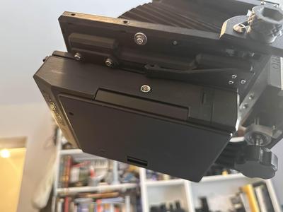 Graflock-ish sliding tabs for 4x5 large format camera