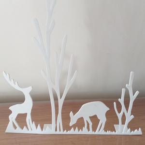 Scène hiver avec biche - décoration à poser