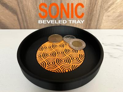 Sonic Beveled Round Tray with Inlayed Pattern